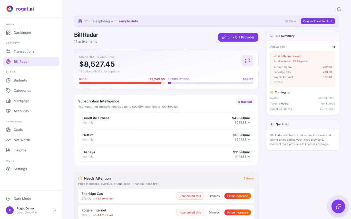 rogat.ai Bill Radar Tutorial