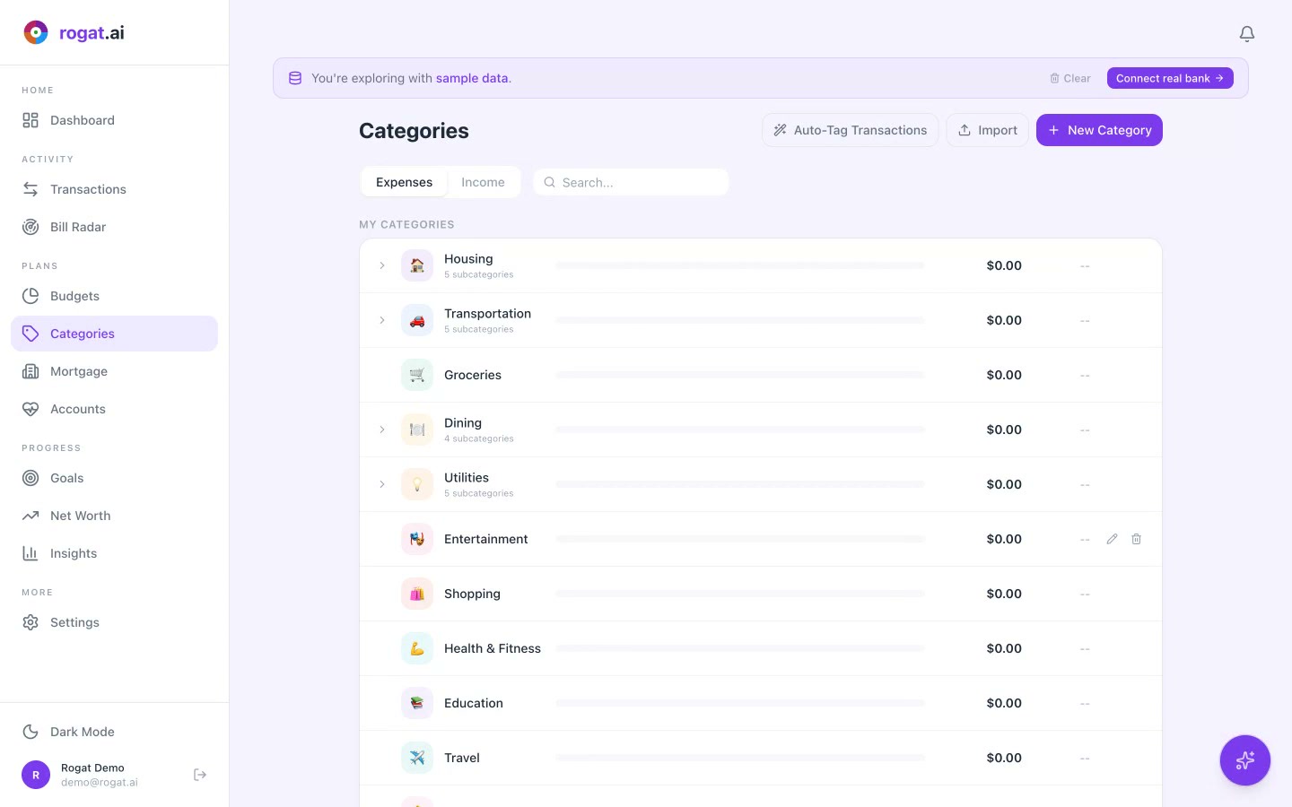 rogat.ai Categories Tutorial